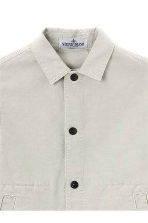 Pearl gray stretch organic cotton canvas coach jacket STONE ISLAND KIDS | L1S164100010S0104V0161